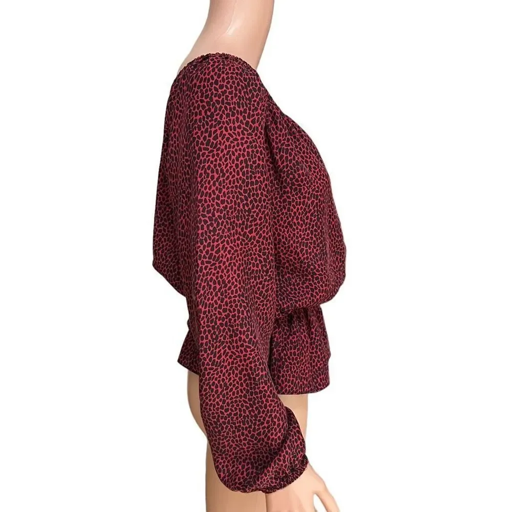 Michael Kors 100% Silk Peplum Long Sleeve Blouse Size Small loose fit